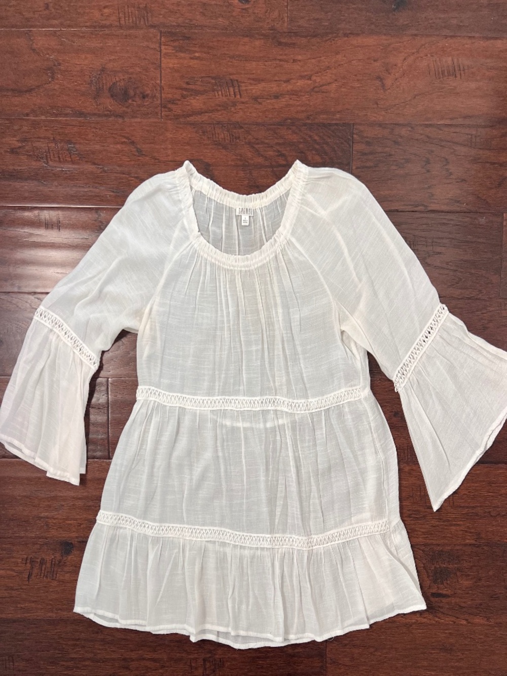 Spense Ivory Viscose Lightweight 3/4 Bell Sleeve Blouse Size Large